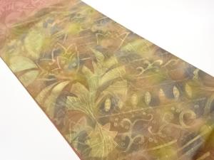 作家物　ふくれ織金彩花唐草模様織出し袋帯